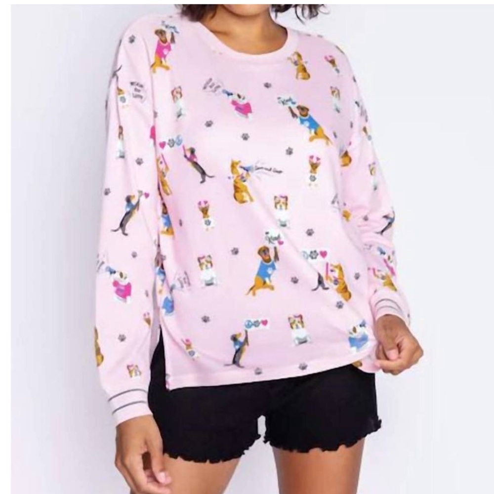 NWT PJ SALVAGE woof for love long sleeve top in blush | M